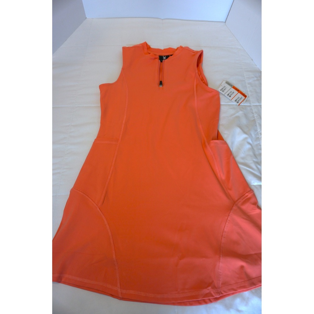 Spyder Womens Peach Bud Orange DryWeb Quarter Zip Active Golf Tennis Dress